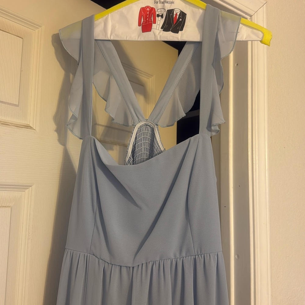 Blue long sheer maxi dress